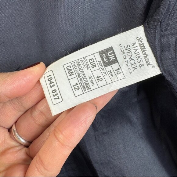Vintage Marks & Spencer St. Michael 100% Wool Blazer Jacket Dark Navy US 12 - Picture 9 of 14